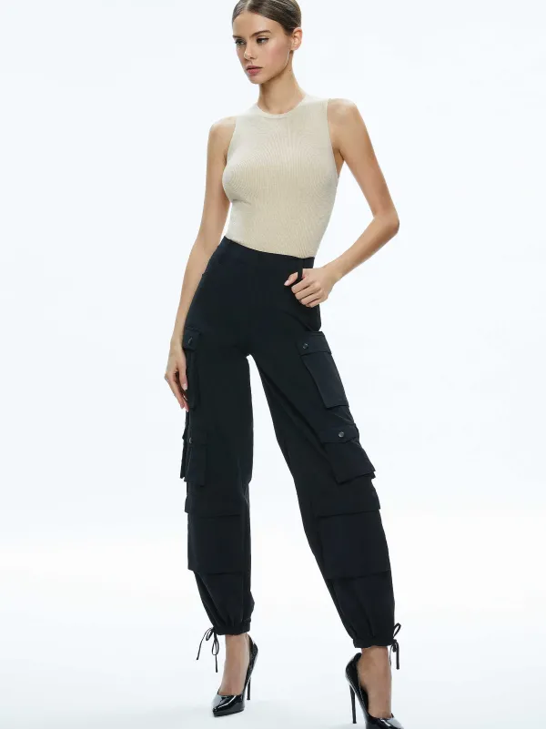 Women Alice and Olivia Olympia High Rise Ankle Tie Cargo Pants