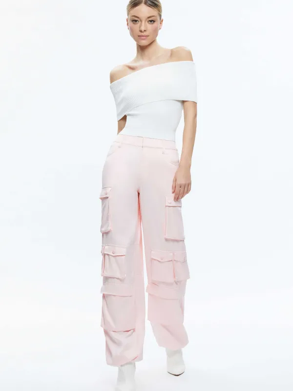 Women Alice and Olivia Olympia Mid Rise Baggy Cargo Pants