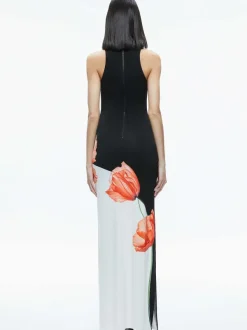 Women Alice and Olivia Pania Racer Neck Maxi Dress