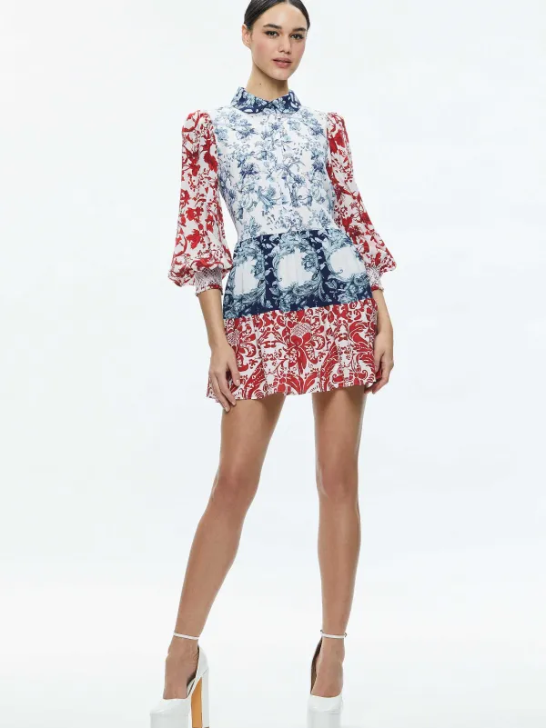 Women Alice and Olivia Paulie Tiered Blouson Sleeve Mini Dress