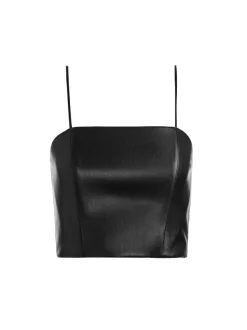 Women Alice and Olivia Pearle Vegan Leather Spaghetti Strap Bustier