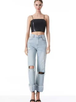 Women Alice and Olivia Pearle Vegan Leather Spaghetti Strap Bustier