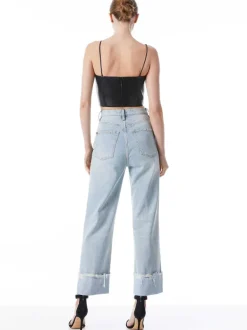 Women Alice and Olivia Pearle Vegan Leather Spaghetti Strap Bustier