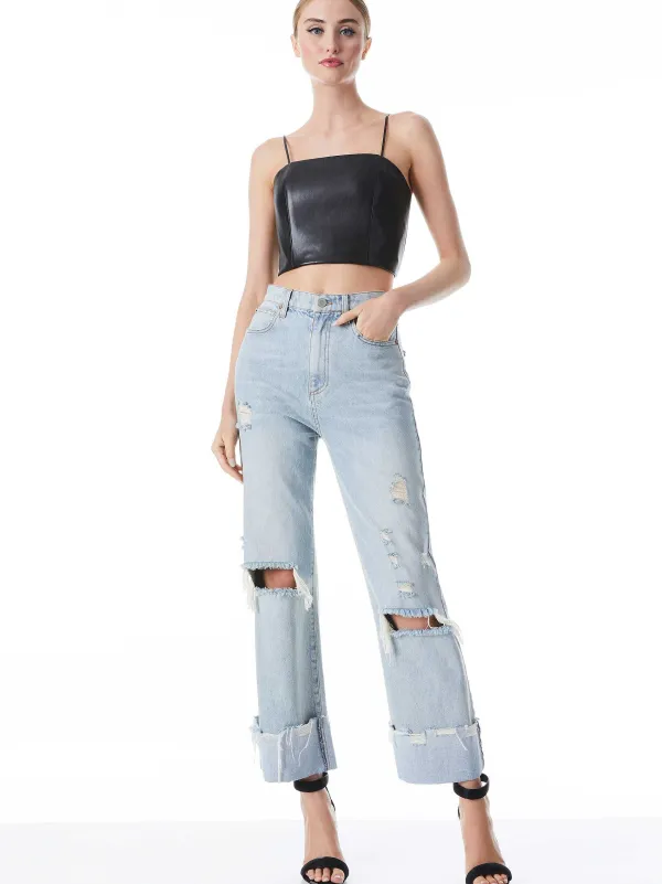 Women Alice and Olivia Pearle Vegan Leather Spaghetti Strap Bustier
