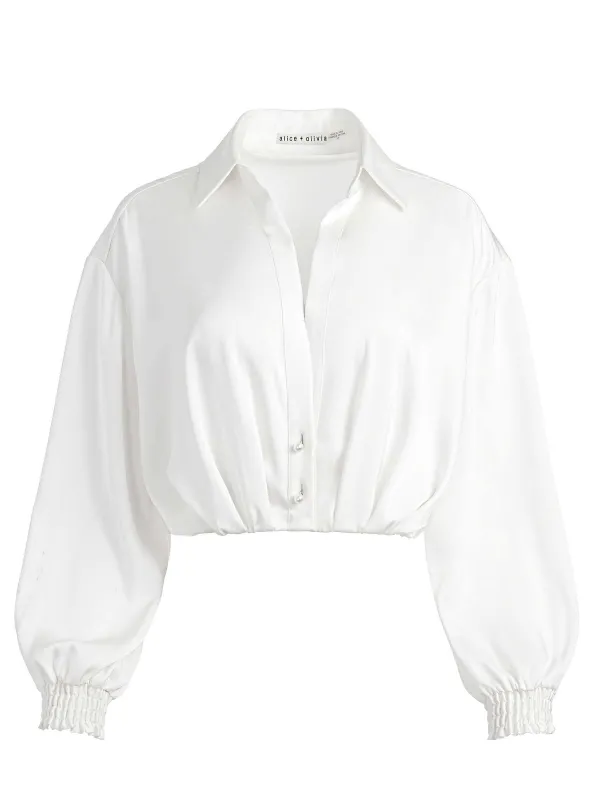 Women Alice and Olivia Pierre Pleated Back Button Down