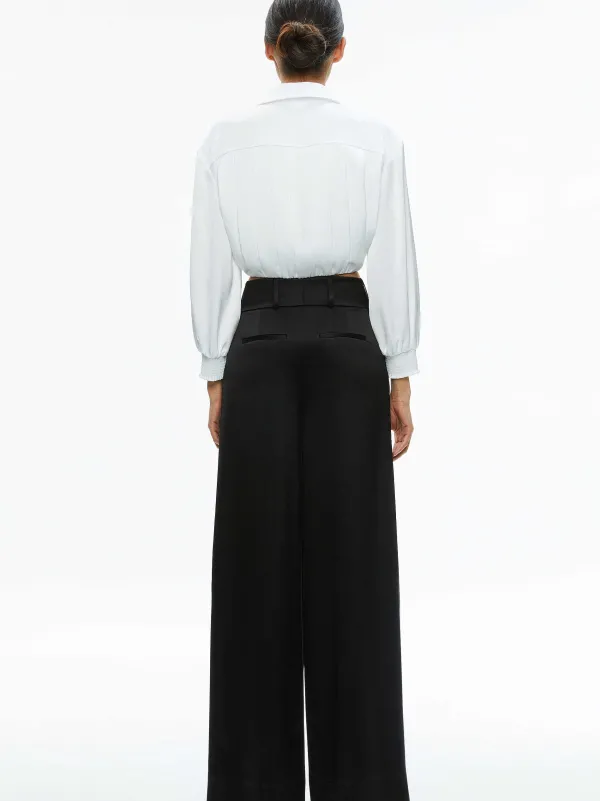 Women Alice and Olivia Pierre Pleated Back Button Down