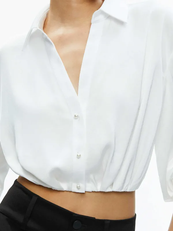 Women Alice and Olivia Pierre Pleated Back Button Down
