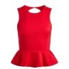 Women Alice and Olivia Poppy Crew Neck Peplum Top