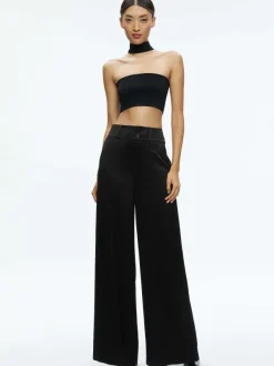 Women Alice and Olivia Raya Mock Neck Racerback Cropped Pullover