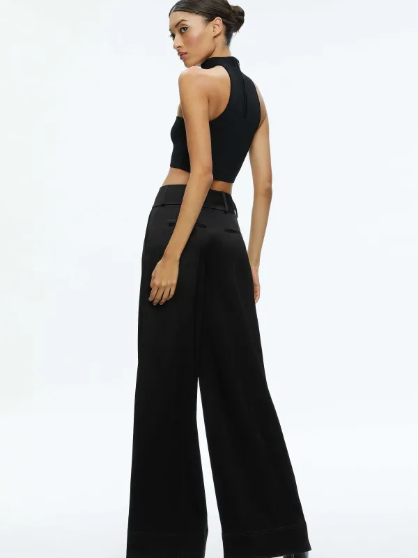 Women Alice and Olivia Raya Mock Neck Racerback Cropped Pullover