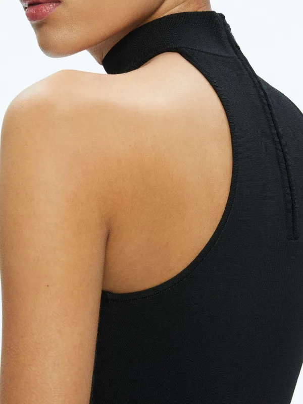 Women Alice and Olivia Raya Mock Neck Racerback Cropped Pullover