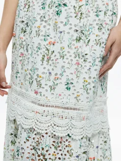 Women Alice and Olivia Reise Embroidered Tiered Maxi Skirt