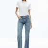 Women Alice and Olivia Rey Side Zipper Wide Leg Jean