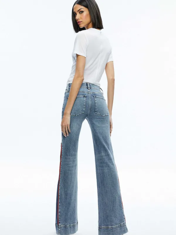 Women Alice and Olivia Rey Side Zipper Wide Leg Jean