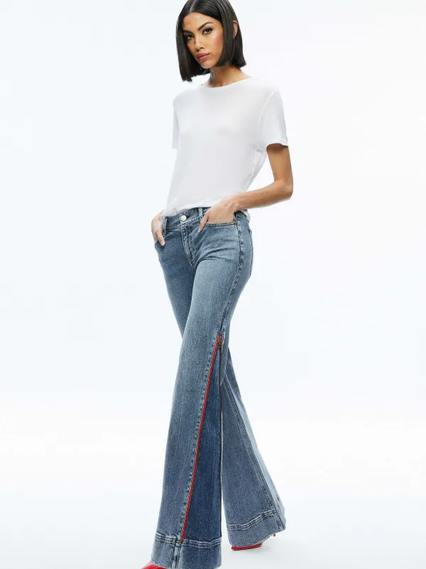 Women Alice and Olivia Rey Side Zipper Wide Leg Jean