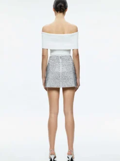 Women Alice and Olivia Riley Embellished Clean Waist A-Line Skirt