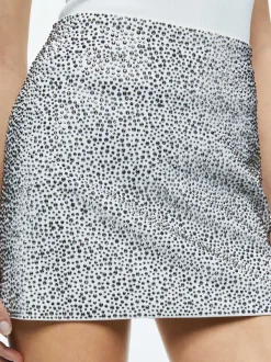 Women Alice and Olivia Riley Embellished Clean Waist A-Line Skirt