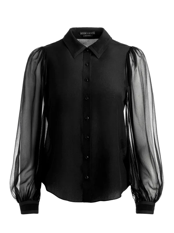 Women Alice and Olivia Roanne Blouson Sleeve Button Down