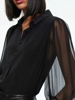 Women Alice and Olivia Roanne Blouson Sleeve Button Down