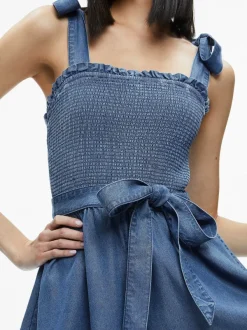 Women Alice and Olivia Roz Smocked Chambray Romper