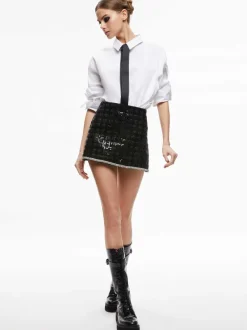Women Alice and Olivia Rubi Sequin Tweed Mini Skirt