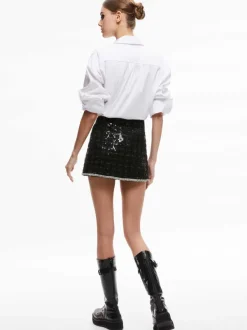 Women Alice and Olivia Rubi Sequin Tweed Mini Skirt