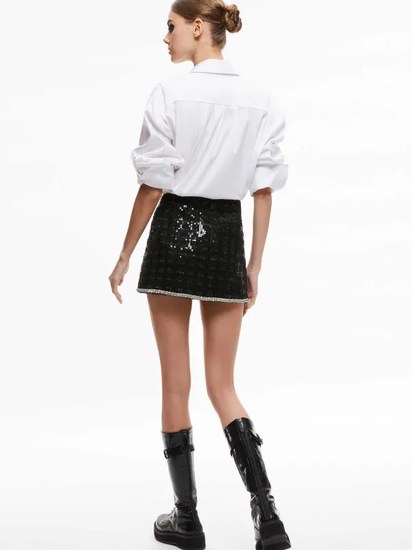 Women Alice and Olivia Rubi Sequin Tweed Mini Skirt