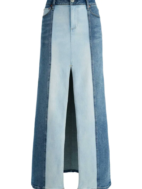 Women Alice and Olivia Rye Denim Two Tone Maxi Skirt