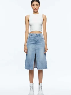 Women Alice and Olivia Rye Midi Denim Skirt