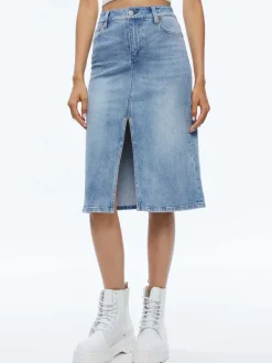 Women Alice and Olivia Rye Midi Denim Skirt