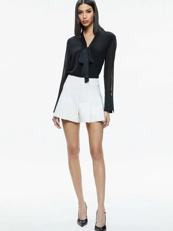 Women Alice and Olivia Scarlet High Rise Vegan Leather Flutter Shorts