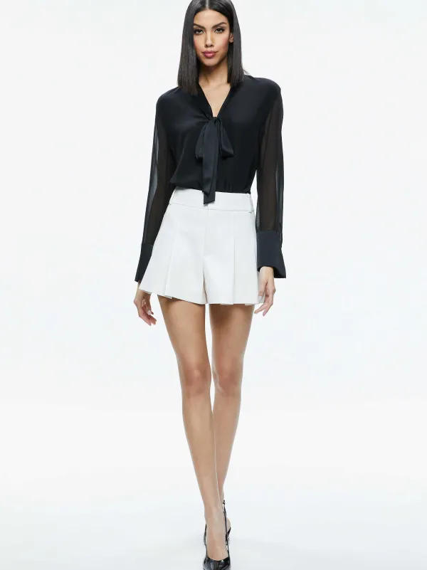 Women Alice and Olivia Scarlet High Rise Vegan Leather Flutter Shorts