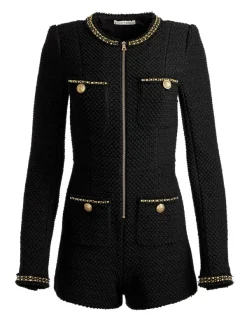 Women Alice and Olivia Shiloh Gold Zipper Romper