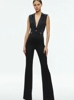 Women Alice and Olivia Shoshanna Sleeveless Tuxedo Jumpsuit