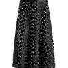 Women Alice and Olivia Sosie Studded Leather Midi Skirt