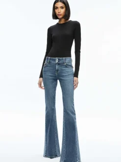 Women Alice and Olivia Stacey Godet Bell Flare Jean