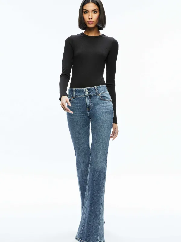 Women Alice and Olivia Stacey Godet Bell Flare Jean