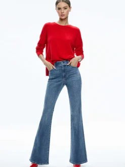 Women Alice and Olivia Stacey Mid Rise Bell Jean