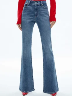 Women Alice and Olivia Stacey Mid Rise Bell Jean