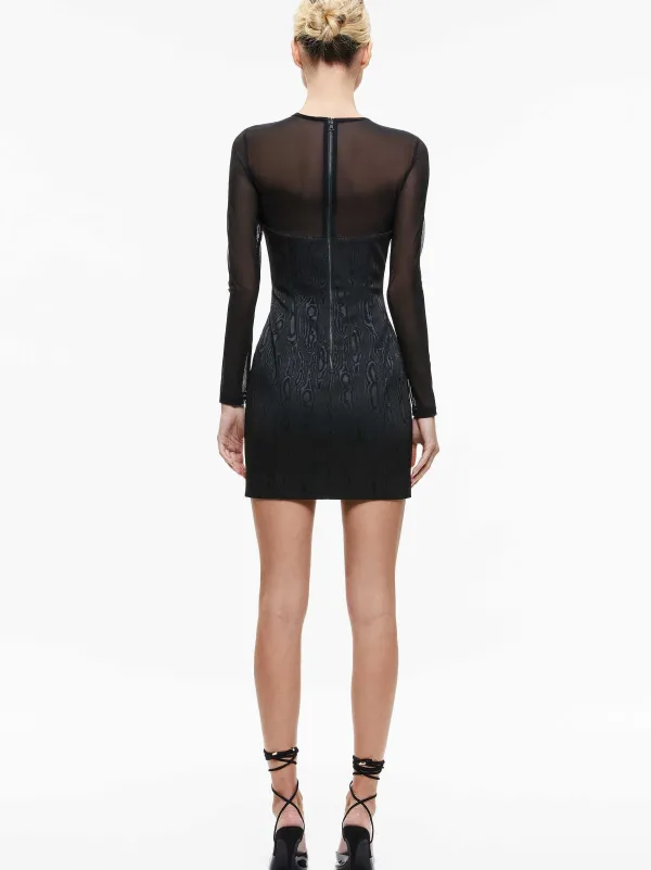Women Alice and Olivia Takako Mesh Crew Neck Mini Dress