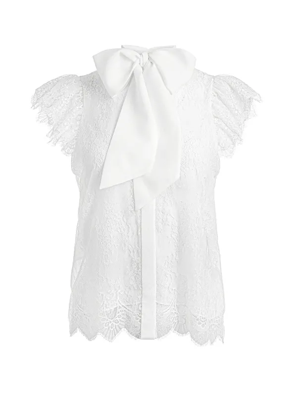 Women Alice and Olivia Talulah Ruffled Lace Blouse
