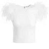 Women Alice and Olivia Tamica Feather Detail Top