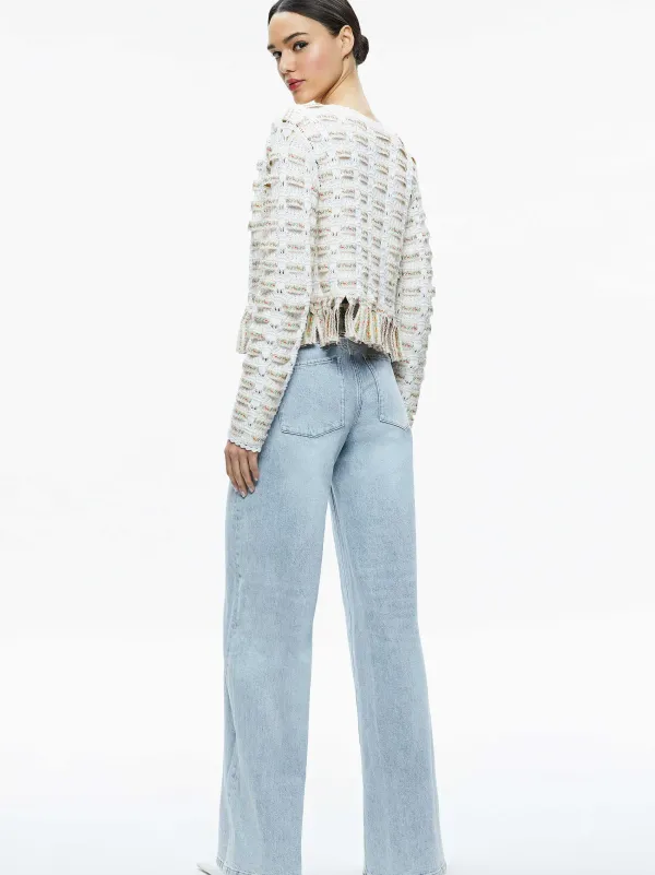 Women Alice and Olivia Tawna Ribbon Cardigan