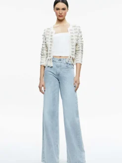 Women Alice and Olivia Tawna Ribbon Cardigan