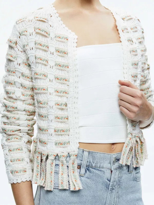 Women Alice and Olivia Tawna Ribbon Cardigan