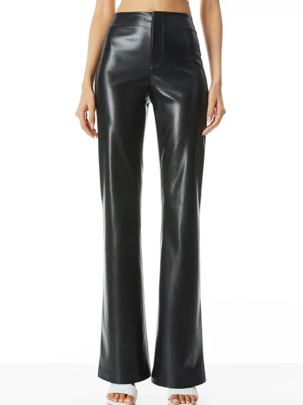 Women Alice and Olivia Teeny Vegan Leather Flare Pant