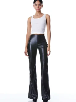 Women Alice and Olivia Teeny Vegan Leather Side Slit Pant