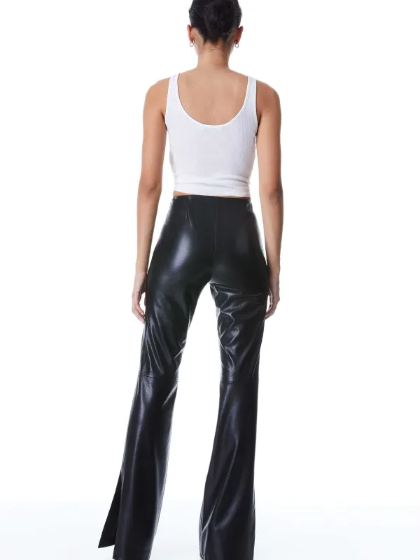 Women Alice and Olivia Teeny Vegan Leather Side Slit Pant