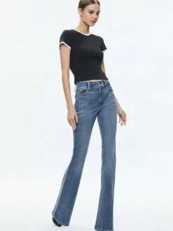 Women Alice and Olivia Tess Ribbed Baby Tee