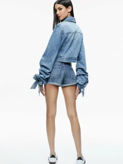 Women Alice and Olivia Tiff Denim Jacket With Bow Sleeve